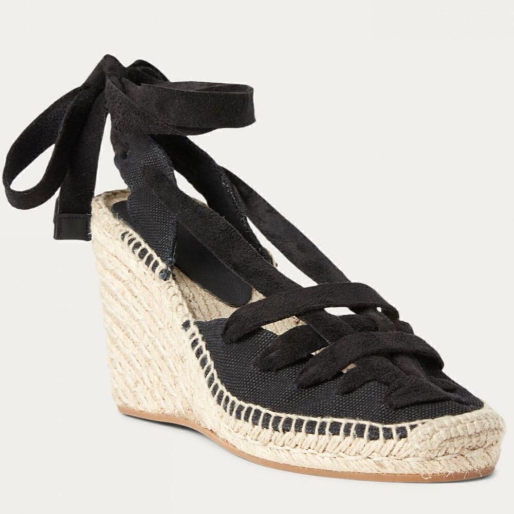 Polo Ralph Lauren Cady ES-CSL Espadrille Ankle Tie Wedge Sandal NWOT Size 9